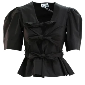 Blusa in cotone di colore nero