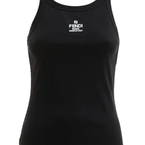 Top smanicato in cotone di colore nero