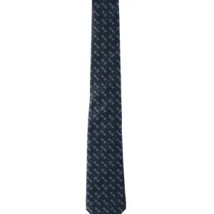 Cravatta in seta jacquard con Morsetto di colore blu