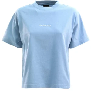 T-Shirt Balenciaga Back in jersey dry di colore azzurro