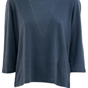 T-shirt in lino di colore blu