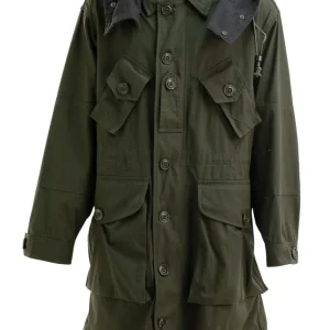 Parka oversize in cotone color verde militare