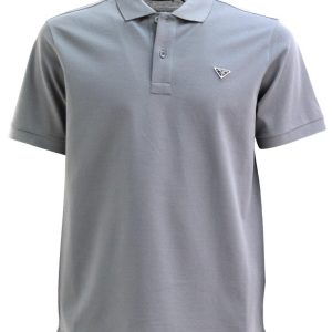 Polo in piquet di cotone di colore grigio