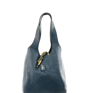 Borsa Chloé Balloon in pelle martellata di colore blu tapestry