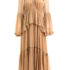 Abito con Volant Viscosa Biscotto