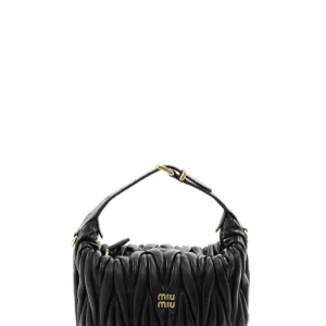 Pouch in nappa matelassé color nero