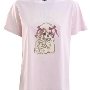 T-shirt in cotone di colore rosa polvere