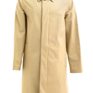 Car coat medio in gabardine color beige
