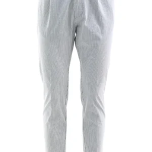 Pantaloni Mitte a Righe in Cotone Stretch