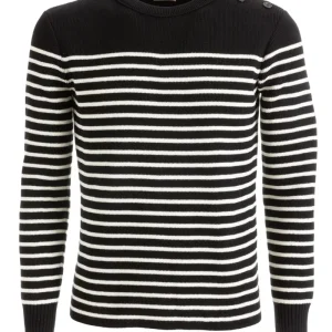 Saint Laurent 588063 YAFQ21095 Maglia a Righe in Lana e Cotone