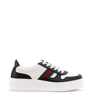 Sneakers in pelle di colore bianco e nero