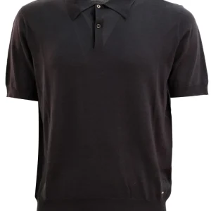 Polo in seta di colore marrone