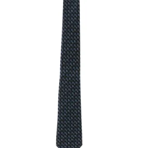 Cravatta in seta GG jacquard di colore blu e verde scuro