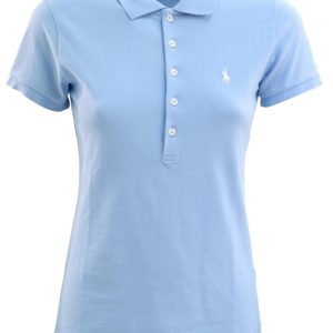 Polo in piqué di cotone di colore azzurro