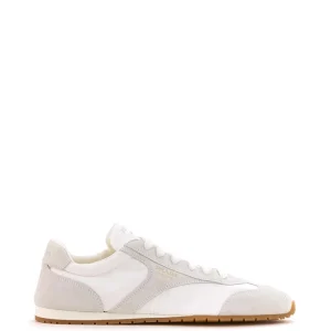 Sneakers in nylon e suede di colore bianco