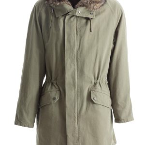 Parka verde militare con pelliccia