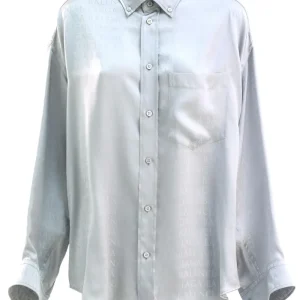 Camicia in viscosa di colore grigio perla