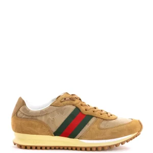 Sneakers Gucci Re-Motion in nylon GG e suede color cammello