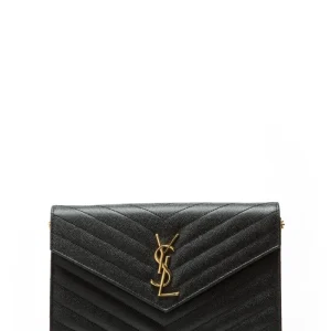 Pochette Cassandre in Pelle Grain de Poudre colore nero