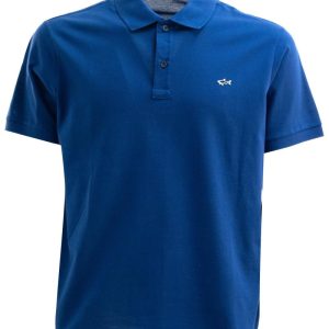 Polo in piqué di cotone di colore blu