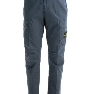 Pantaloni cargo in cotone stretch color blu