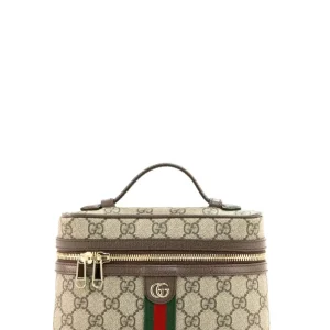 Vanity bag Ophidia in tessuto GG beige e marrone scuro