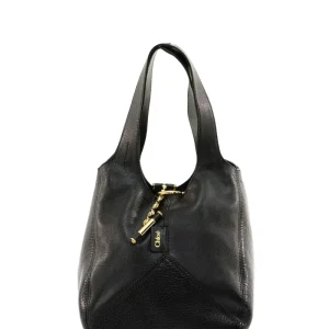 Borsa Chloé Balloon in pelle martellata di colore nero