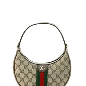 Borsa Ophidia in tessuto GG beige e marrone scuro