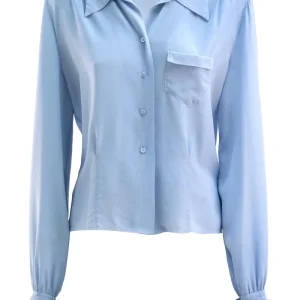 Camicia in seta di colore azzuro