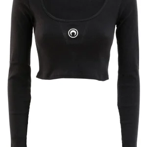 Top in jersey di cotone di colore nero