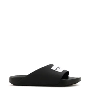 Mule Piatte Label Slide in Gomma