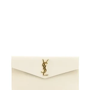 Pochette Uptown in pelle grain de poudre bianco