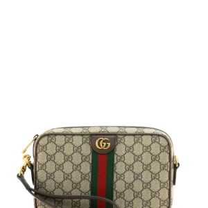 Borsa Ophidia in tessuto GG beige e marrone scuro