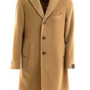 Cappotto monopetto in lana di colore beige