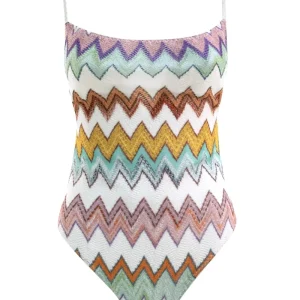 Costume Intero in Viscosa Lamé multicolore bianco