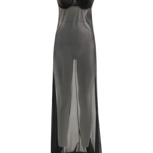 Abito Naked in tulle tecnico stretch di colore nero
