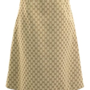 Gonna in Tessuto di Tela di Cotone GG