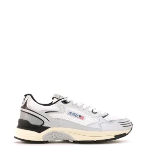 Sneakers Hyperway in pelle e mesh color argento e bianco