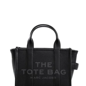Borsa The Small Tote in pelle colore nero con logo frontale