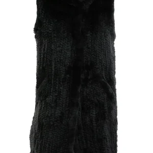 YVES SALOMON Gilet in coniglio color nero