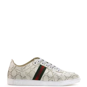 Sneaker GG Web Stripe in Pelle