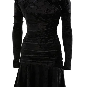 Abito Arricciato Velluto Nero