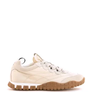 Sneakers Tyre in tessuto tecnico e suede color avorio