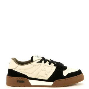 Sneakers Match low-top in pelle martellata color avorio