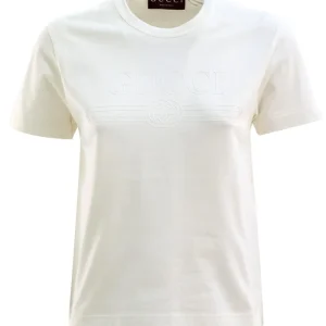 T-shirt in jersey di cotone di colore avorio