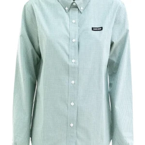 Camicia in popeline a quadretti color bianco e verde