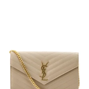 Pochette Cassandre in Pelle Grain de Poudrecolore beige