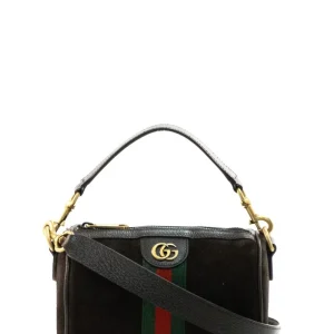 Mini borsa Ophidia in suede color marrone