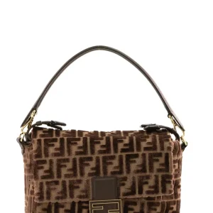 Mamma Baguette  in velluto FF jacquard color beige e marrone