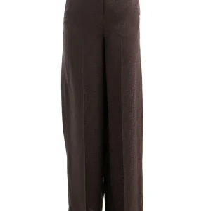 Pantaloni in seta FF marrone scuro